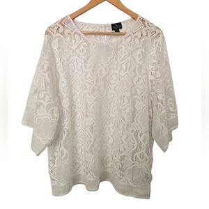 Worthington White Lace Blouse Size 2X